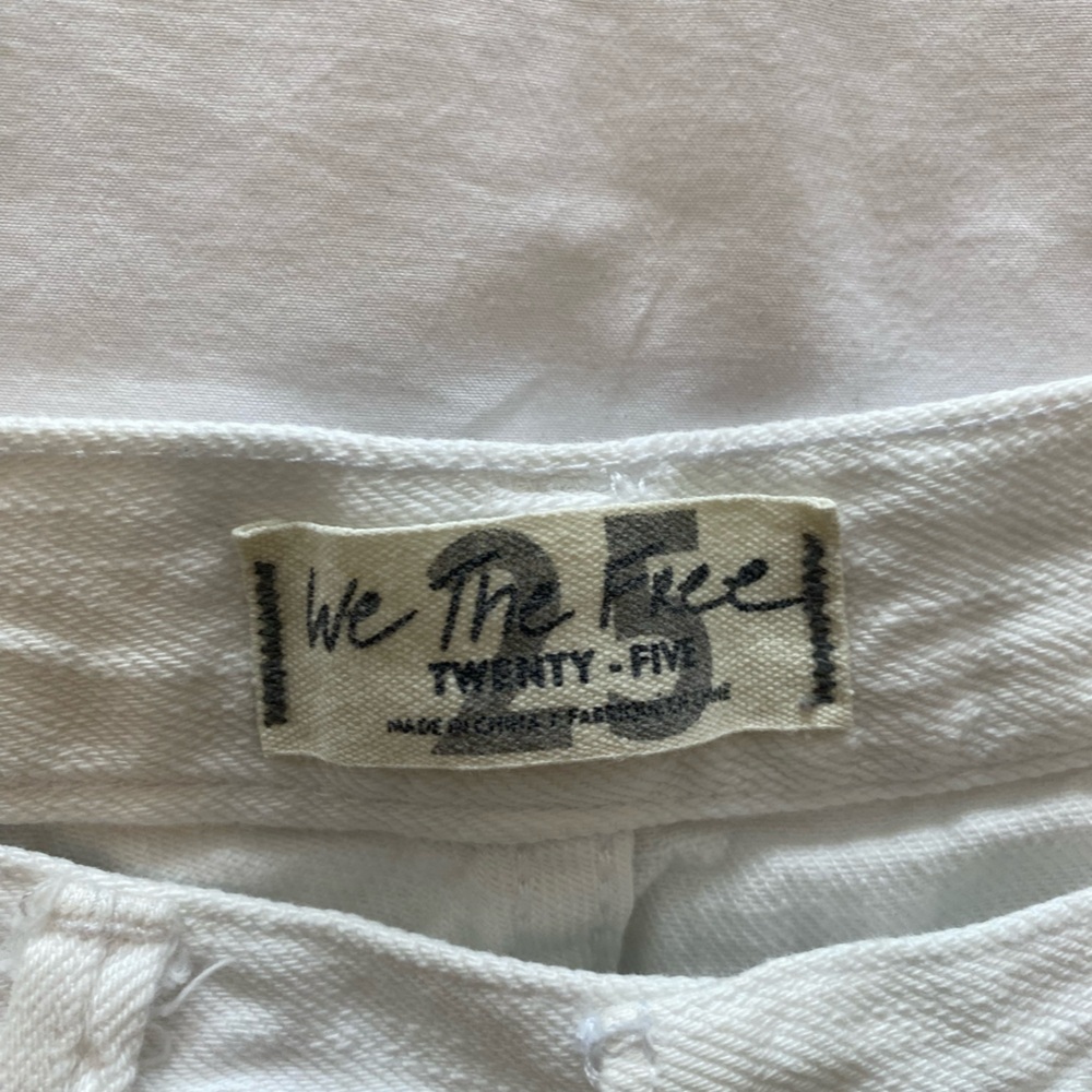 Free People White Distressed Jean Shorts - Picture 3 of 3
